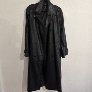 MUST GO Mango Black Leather Trench Coat